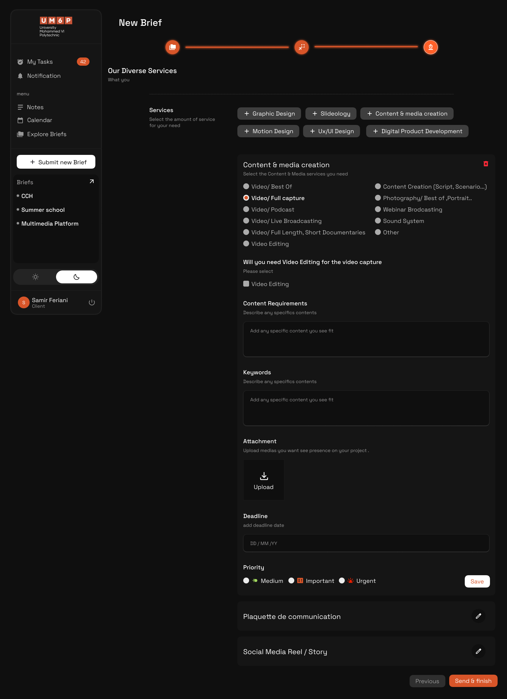 UM6P service platform interface, view 3